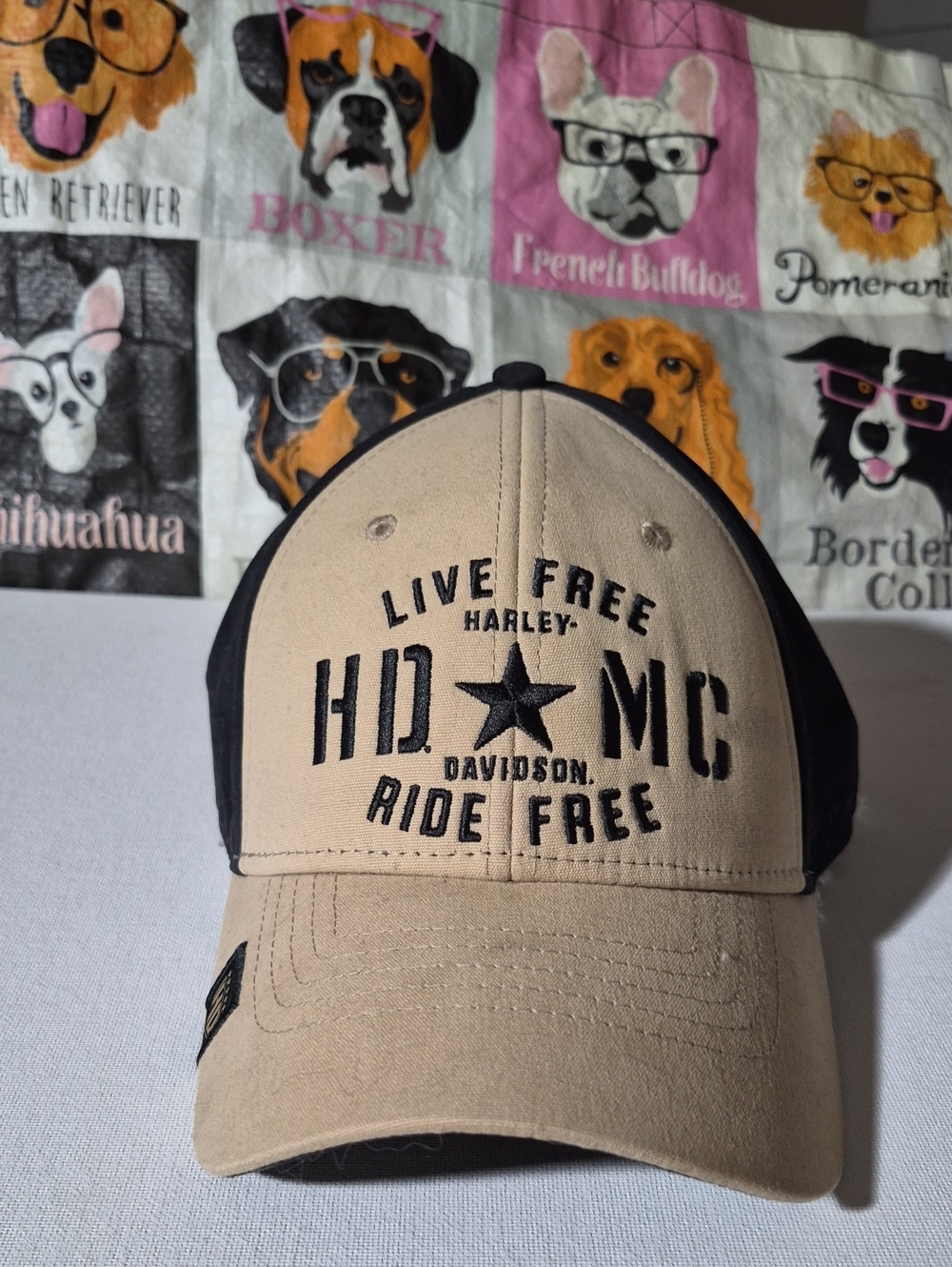 Harley-Davidson Tan & Black Live Free Ride Free Embroidered Cap
